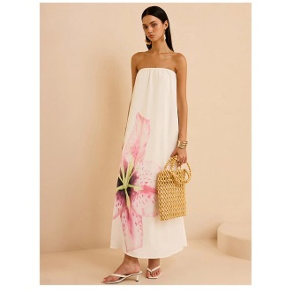 Commense Strapless Floral Print Maxi Dress New , Size M - Picture 4 of 16